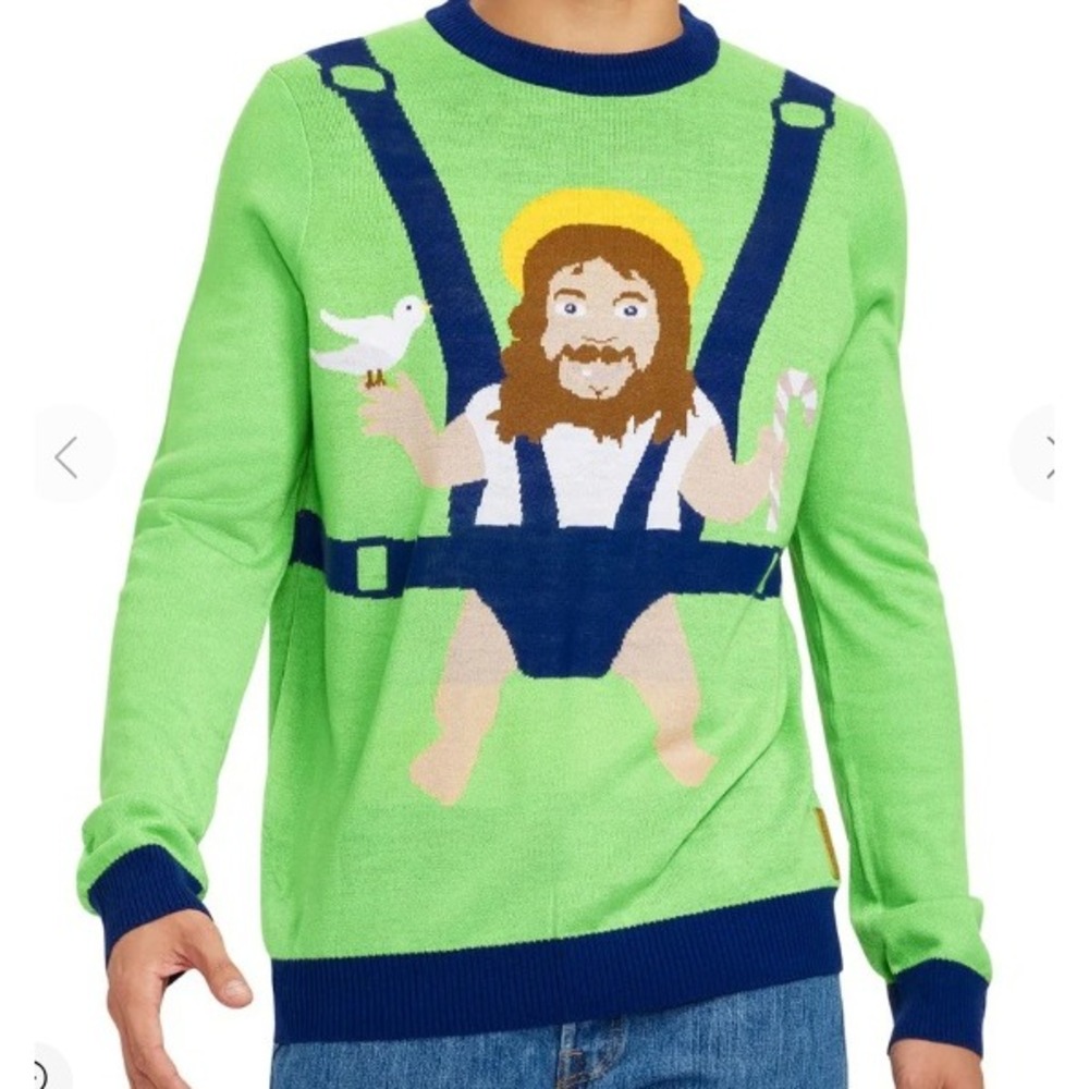 Tipsy Elves Men's Sweet Baby Jesus Ugly Christmas Sweater LG Holiday